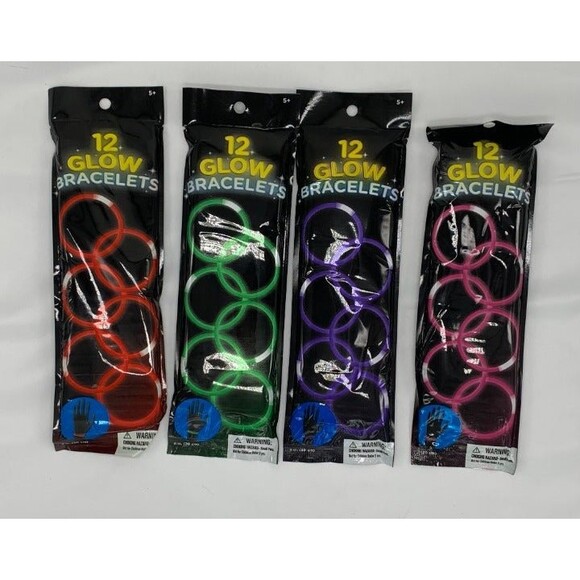 Other - Four 12 Pack Glow Bracelets 8 inches Neon Green, Red, Pink, Purple